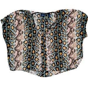Daytrip sz Small Snakeskin Print Semi Sheer Oversized Slouchy Blouse